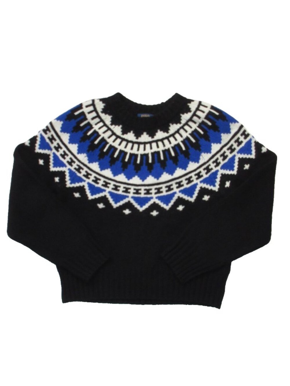 NWT Polo Ralph Lauren Women's Fair Isle Wool-Cashmere Sweater in Black Blue XS - Picture 4 of 10
